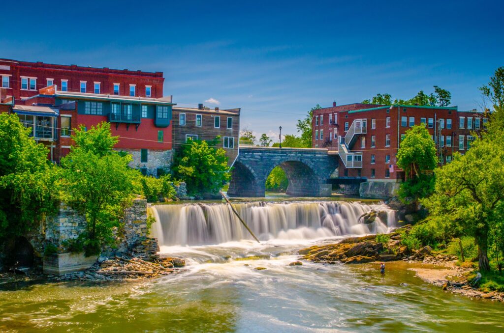A view of the falls in Middlebury, Vermont.